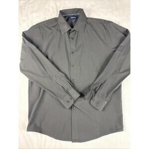 Nautica Black Performance Dress Shirt 16-16.5 34/35 Men's Large Slim Fit LS